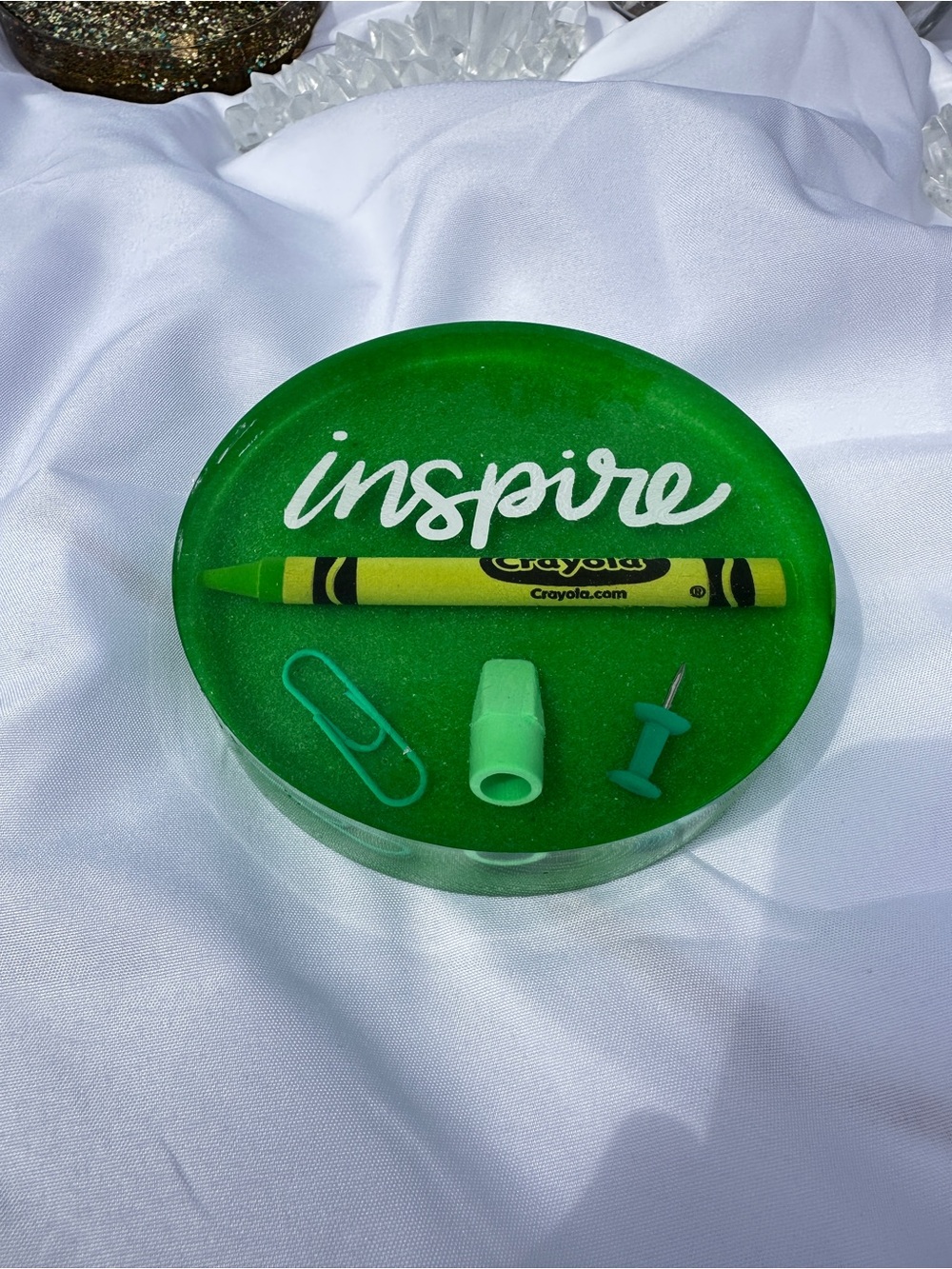 Green inspire resin coaster